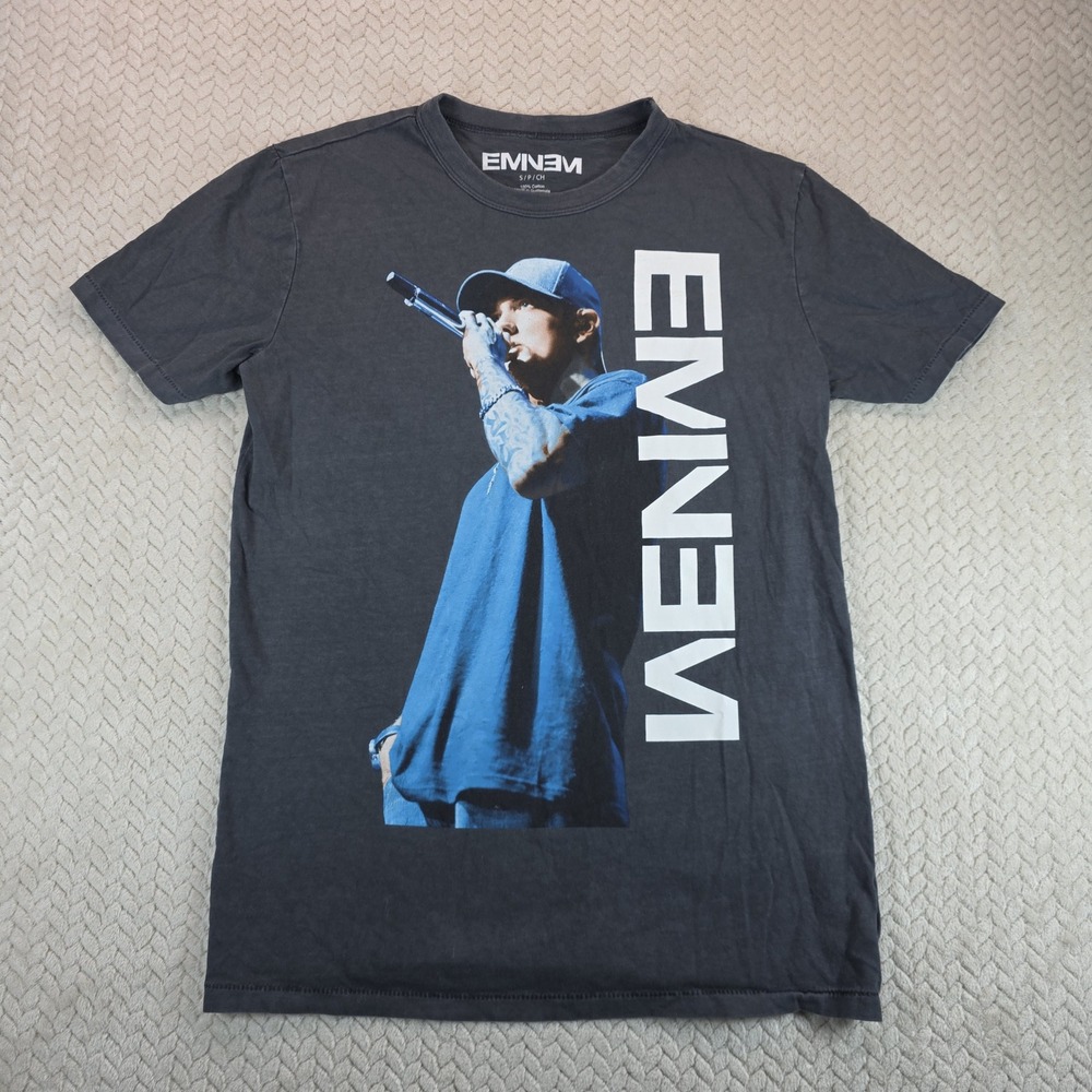 Eminem Graphic T-Shirt Mens Small Charcoal Gray Short Sleeve Hip Hop Rap Tee